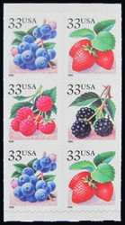 #3301c, 33c Berries, VF OG NH, Booklet Pane of 6, **STOCK PHOTO**