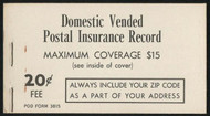 #QI2 20c Postal Insurance book, type II, post office fresh, complete book, VF NH, **STOCK PHOTO**