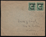 #K 1 XF-SUPERB, Pair on Cover, town cancel, SUPER COVER!