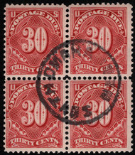 #J 43 F/VF, Block, a very rare used block, super cancel, better centering than most, Lovely Block!