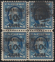 #K 5 VF, block of four, cork cancel's, awesome color, RARE!!