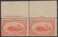 # 287 Fine+ OG NH, Plate Pair 599 with engraving, pair, Fresh color!