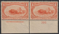# 287 F-VF OG NH, Plate Pair 599 with engraving, Bright color!