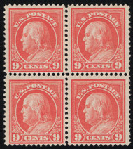 # 415 F-VF+ OG LH/NH, Block, bottom stamps NH, pretty color!