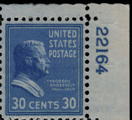 # 830b VF/VF OG LH, w/APS (11/99) CERT, TOP RIGHT, plate number single, deep blue color, much better centered than most, sound, RARE SHADE!