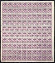 # 708 3c Washington, VF OG NH, Sheet of 100, beautiful color!