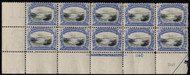 # 297 F-VF OG NH, plate block, block of 10 with 2 plate numbers, awesome color!
