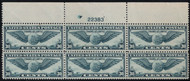 #C 24 SUPERB OG NH, plate block, short gumming at top, Rich color!