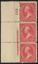# 250 F-VF OG LH, Plate Strip of 3, pretty color!
