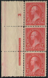 # 250 VF/XF JUMBO OG NH, Plate Strip of 3, great stamps!