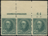 # 258 F-VF OG 1 NH, 2 Hr's, Plate Strip of 3, lovely!
