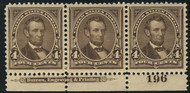 # 269 XF OG Hr's, Plate Strip of 3, two stamps are extremely well centered, Choice!