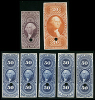 #R 55 - 58, 62, 80, 98P3 VF/XF proofs on India, each one single holed punched, VERY FRESH! Catalogs at $685