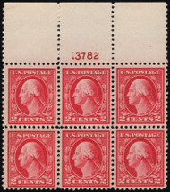 # 499 XF OG NH, LARGE TOP, a super plate, well centered stamps, SELECT!