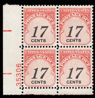 #J104 VF OG NH, plate block, nice and fresh