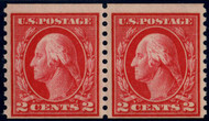 # 444 F-VF OG NH, Pair, w/CROWE (08/22) CERT, highly faked coil, nice!