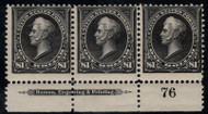 # 261 F/VF OG NH/H, w/CROWE (12/22) CERT, both end stamps are NH, small thin middle stamp, a good alternative to a plate block which catalogs $20,000.   FRESH!