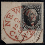 #   2 VF/XF, on piece, tied to a New Haven, Ct cancel,  A SUPER ITEM!