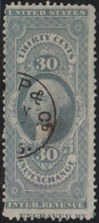 #R 52c Fine+, Inland Exchange, handstamp cancel, part Imprint, Rare!