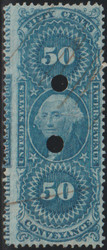 #R 54c F-VF, Conveyance, pen and hole punch cancels, part Imprint, Beautiful color!