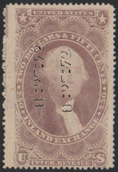 #R 84c VF, Inland Exchange, interesting control cancel, partial imprint, Gorgeous stamp!