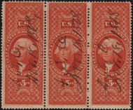 #R 88c F-VF, Strip of 3. Charter Party, lovely cancels, rare strip of 3, faint crease, Awesome!