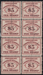 #RK 6 F-VF, pen cancel, block of 8, 1 of the largest known multiples, SUPER RARE!