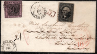 #  36b on cover with Baden #4, w/PF (02/00) CERT, the only recorded mixed franking, Germany to France,  VERY RARE!