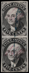 #    9x1 VF/XF, Pair, w/PF (10/92) CERT, four large margins, small corner crease at top, fresh color, LOVELY PAIR!!