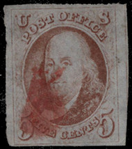 #   1 VF/XF, four full margins, part of stamp at right, Super!