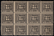 #RB37 Fine+ OG NH, block of 12, Richard Hudnut December 1914 overprint, Post office fresh! RARE!