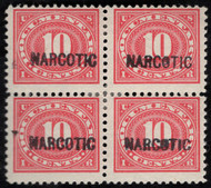#RJA 15 F-VF JUMBO OG Hr, block of 4, dark overprint, Rich color!