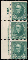 # 273 Fine+ OG 2 NH, 1 LH, Plate Strip of 3, bold color!