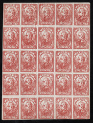 Local #136L4 SUPERB OG NH, w/PF (07/14) CERT, COMPLETE PANE of 25, a few small tears, GENUINE and RARE!