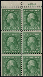# 462a Fine+ OG NH, booklet pane with plate number, nice color!