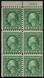# 462a Fine+ OG NH, booklet pane with plate number, pretty color!