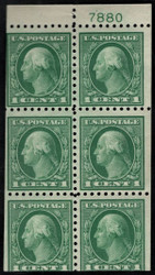 # 462a F-VF OG NH, booklet pane with plate number, rich color!