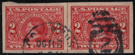 # 371 XF, Line Pair, handstamp cancels, vibrant color! SELECT!