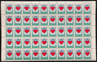 #2618 VF OG NH, 29c Love Heart Envelope Sheet, a beauty! FRESH!