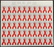 #2806 VF OG NH, 29c AIDS Awareness Sheet, rich color! FRESH!