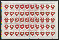 #2814c VF OG NH, 29c Love: Doves and Roses Heart Sheet, pretty! FRESH!