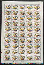 #2815 VF OG NH, 52c Love: Doves and Roses Sheet, beautiful! SELECT!