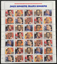 #2854 - 61a VF OG NH, 29c Jazz/Blues Singers Sheet, vivid color! SUPER!