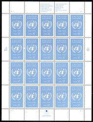 #2974 VF/XF OG NH, 32c U.N., 50th Anniversary Sheet, pretty color! CHOICE!