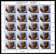 #2982 VF/XF OG NH, 32c Louis Armstrong Sheet, robust colors! SUPER!