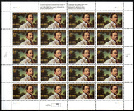 #3002 VF/XF OG NH, 32c Tennessee Williams Sheet, rich colors! CHOICE!