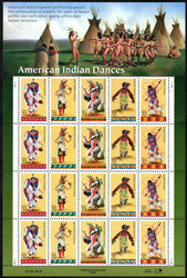 #3072 - 76a VF/XF OG NH, 32c American Indian Dances Sheet, awesome! CHOICE!