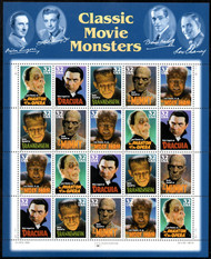 #3168 - 72a VF/XF NH, 32c Classic Movie Monsters Sheet, bold colors! FRESH!