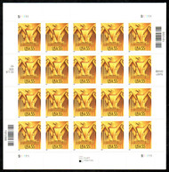 #3471 VF/XF NH, 55c Art Deco Gold Eagle Sheet, rich color! CHOICE!