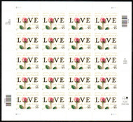 #3499 VF/XF NH, 55c Rose Love Letters Sheet, a beauty! SELECT!